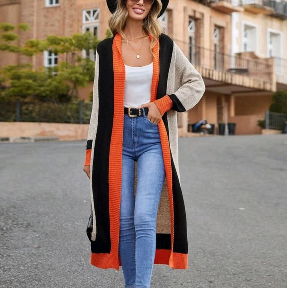 Sweaters - Drop Shoulder Open Front Cardigan Long Cardigan